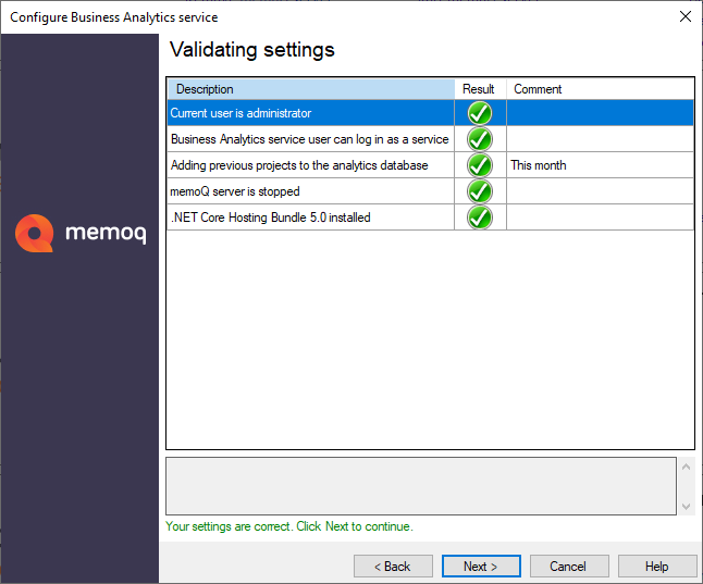 installation completion window with information about previous analytics data and required API configuration