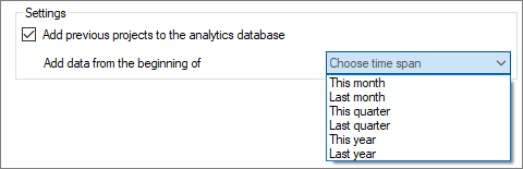 Database time span configuration section.