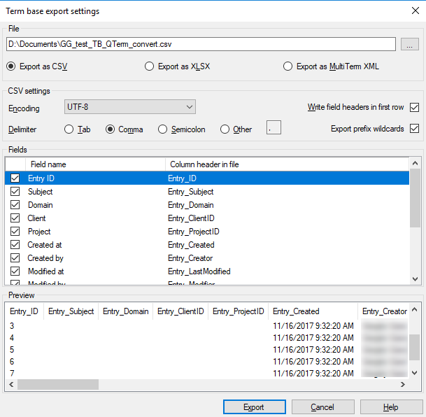 export-terminology