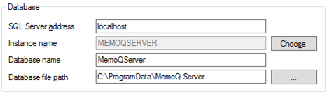 database selection section