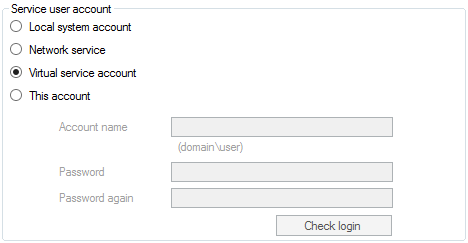  service user account configuration section