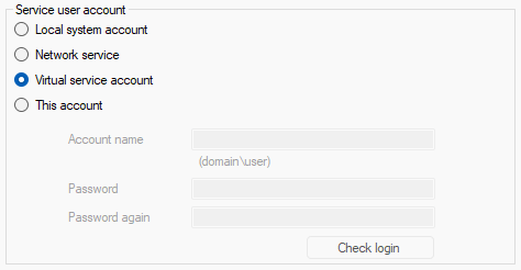  service user account configuration section