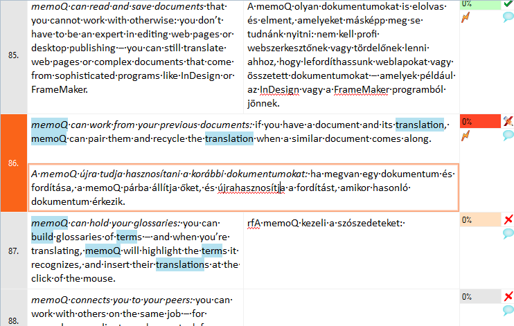 Target segment below source segment allows translating downwards instead of left to right.