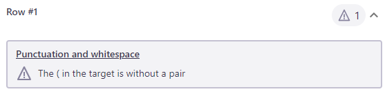 Active warning example showing an issue with punctuation and whitespace.
