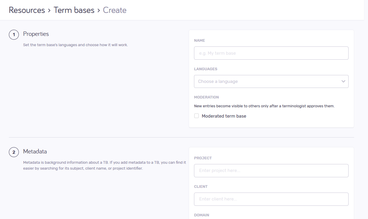 Form for creating a new ICR configuration in memoQ, with fields for name, settings for reviewer permissions and QA checks, resource selection (reference files, term bases, non-translatables), and an optional message to the reviewer. Includes Create and Cancel buttons at the bottom.