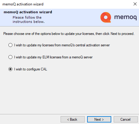 Fenêtre de l’assistant d’activation pour une licence CAL