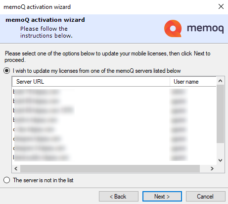 Assistant d’activation pour la sélection d’une licence ELM