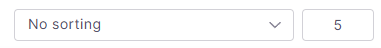 Sortierfeld, das die Meldung Keine Sortierung anzeigt. Daneben befindet sich ein Feld, das die Nummer 5 anzeigt – die Zeile, in der sich der Benutzer gerade befindet.