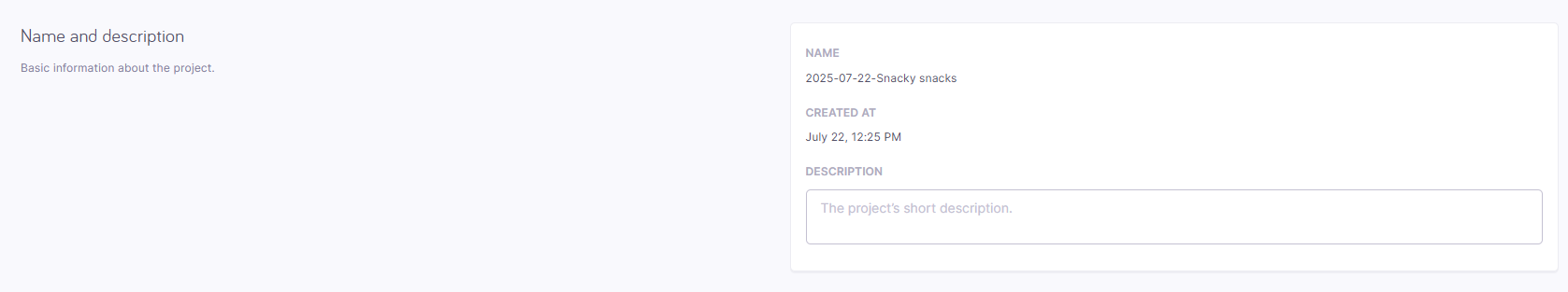 The name and description section.