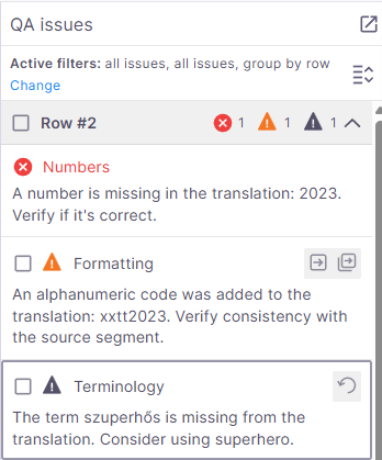 QA issues part of the interface.