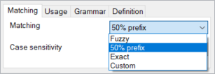 Options de correspondance de termes.