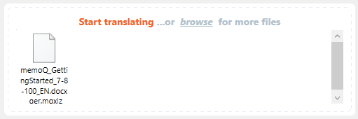 Fenêtre Commencer à traduire du tableau de bord traducteur