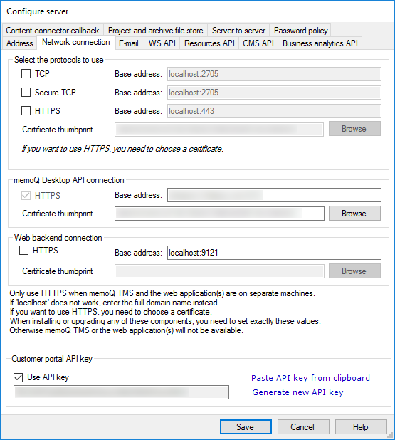 network connections, TCP and HTTPS protocols settings