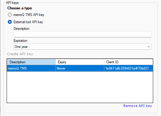 Create API key for Business Analytics service