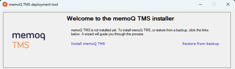 Startfenster für den memoQ TMS-Installationsprozess