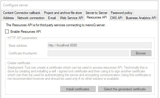 Resources API window not active