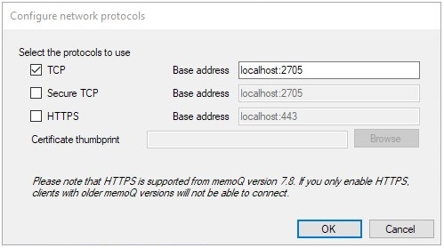 TCP and HTTPS protocols settings