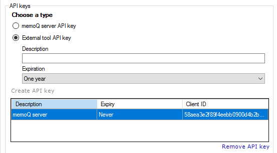 Create API key for Business Analytics service