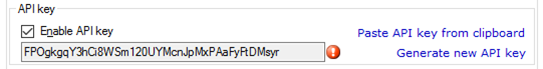 Paste from clipboard or generate new API key field
