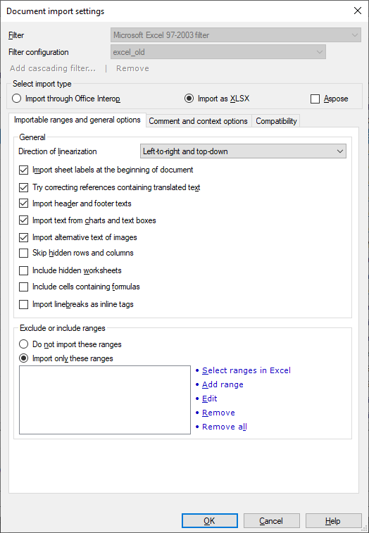 Microsoft Excel 97–2003 (XLS, XLT)