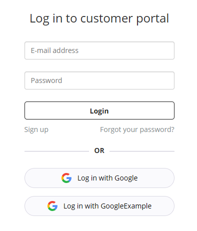 Écran de connexion du customer portal